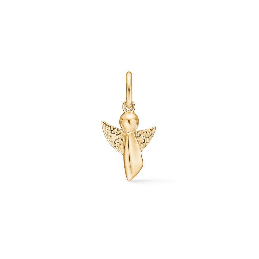 Mads Z 14 kt Me & My Angel pendant in polished and hammered yellow gold, angel motif. Model 1530406.