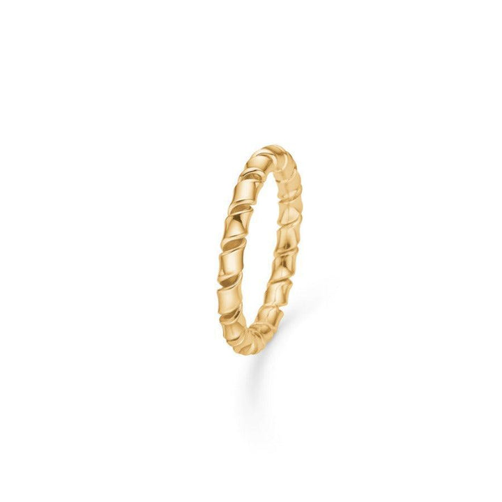 Mads Z 14 kt Poetry Coil Ring shown as slim, twisted gold ring in glossy finish. Model 1540060-001-1