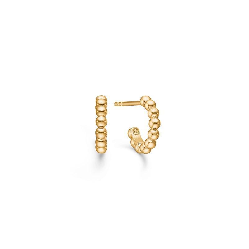 Mads Z 14 kt Poetry Creole, open creoles in gold colored ball design, elegant finish. Model 1510043-1510043