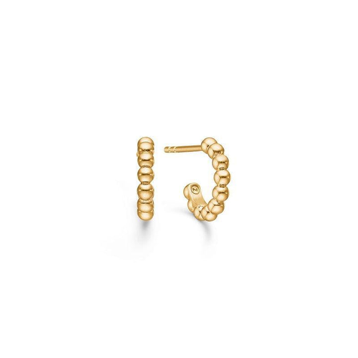 Mads Z 14 kt Poetry Creole, open creoles in gold colored ball design, elegant finish. Model 1510043-1510043