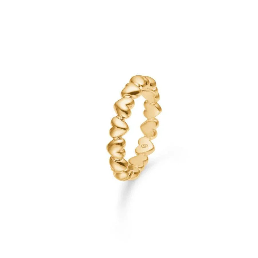 Mads Z 14 kt Poetry Heart Ring in bright gold with small hearts, elegant detail. Model 1540028-1540028-001