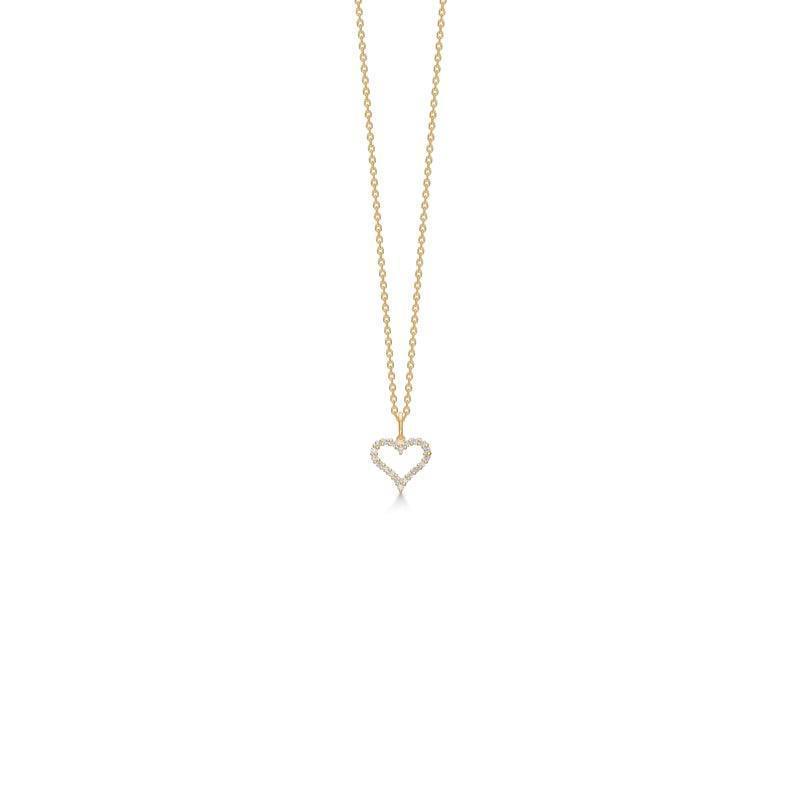 Mads Z 14 kt Tender Heart pendant 0.20 ct on a fine gold chain with heart-shaped diamond pendant. Model 1531320-1