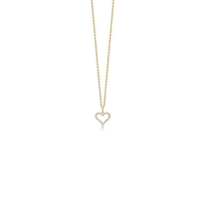 Mads Z 14 kt Tender Heart pendant 0.20 ct on a fine gold chain with heart-shaped diamond pendant. Model 1531320-1