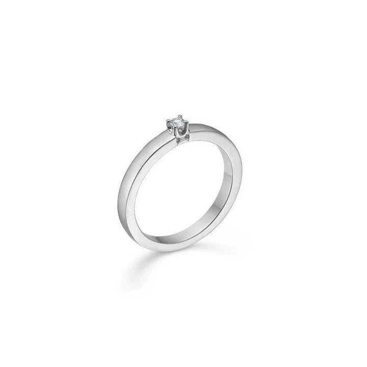 Mads Z 14kt Crown Alliance Ring 0.04 ct white gold shows simple white gold ring with small brilliant, Model 1641841-001