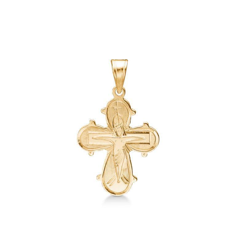 Mads Z 14kt Dagmarkors 21mm in bright gold with engraved motif, shown against a white background. Model 8530538-8530538-1