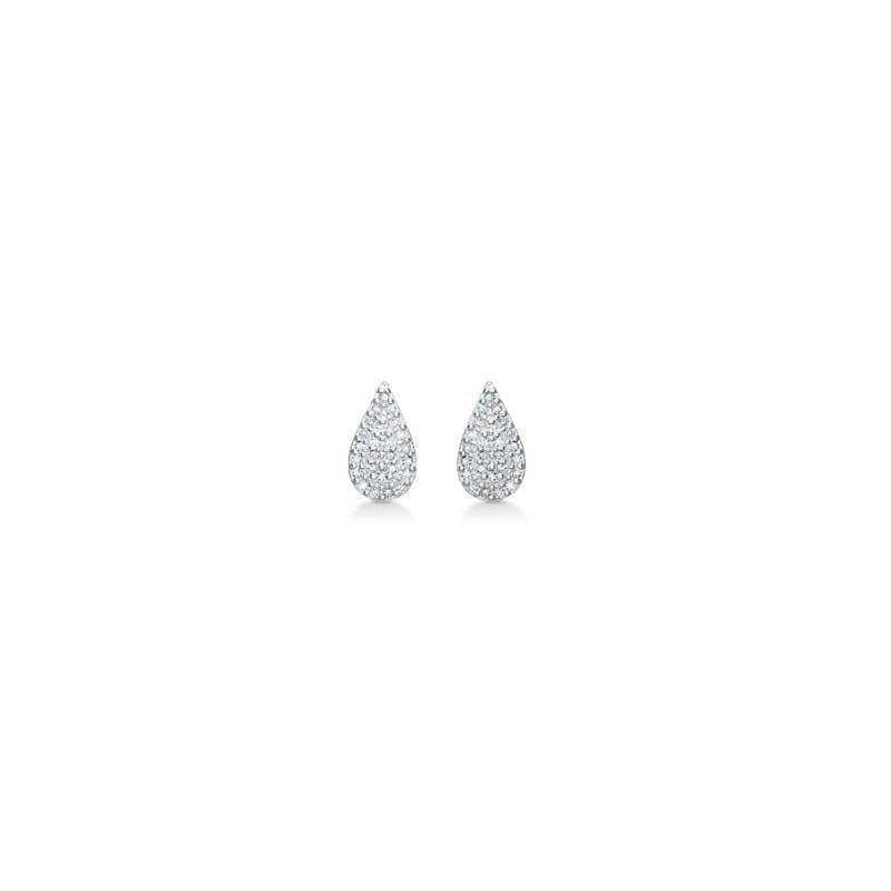 Mads Z 14kt Eliza 0.06ct drop-shaped earrings with sparkling diamonds on a white background. Model 1611082-1