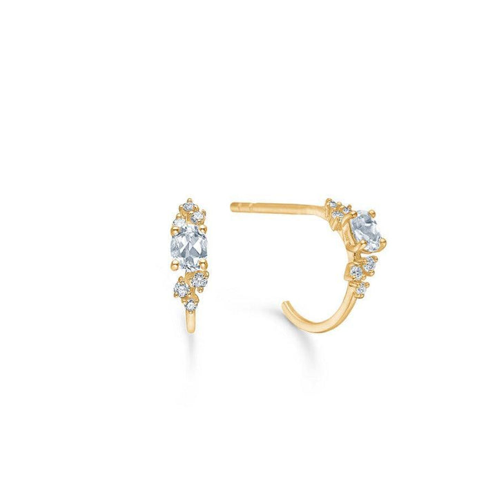 Mads Z 14kt Leonora Earrings White Topaz with small white stones on elegant golden metal. Model 1516120-1