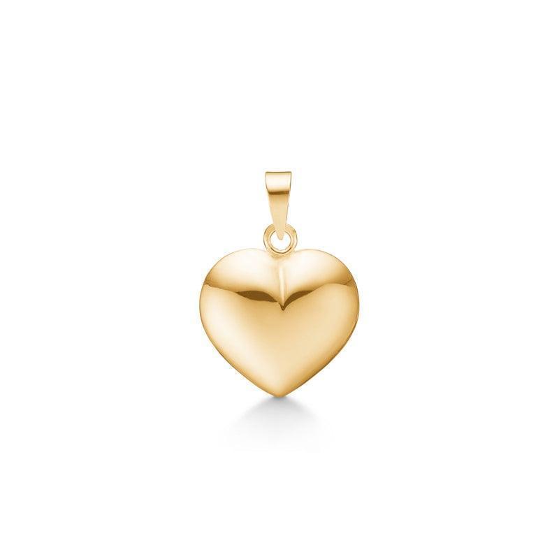 Mads Z 8 carat gold heart pendant 13mm, elegant shiny gold heart with soft surface. Model 8330532