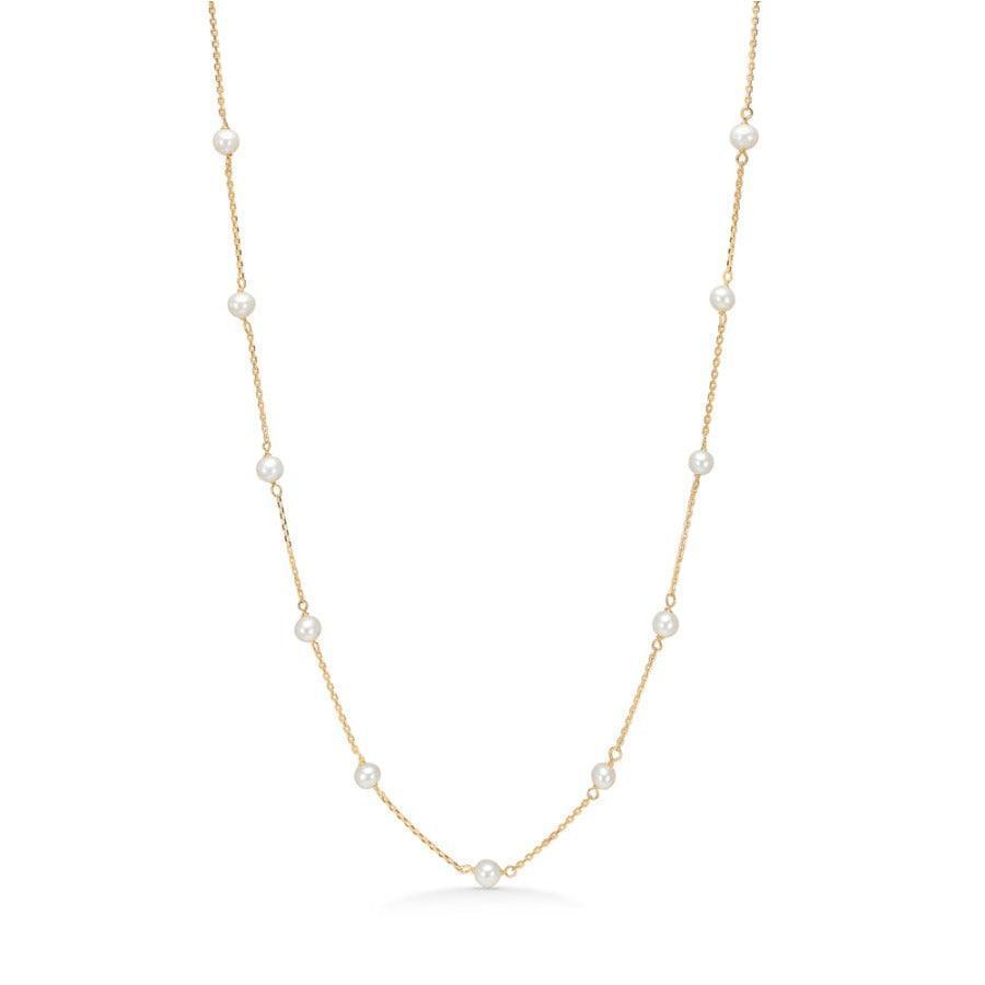 Mads Z 8 Karat Gold Moonlight Necklace with freshwater pearls on fine gold chain, Model 3323117-3323117-1