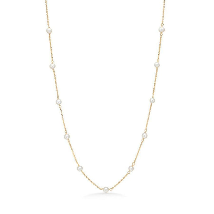 Mads Z 8 Karat Gold Moonlight Necklace with freshwater pearls on fine gold chain, Model 3323117-3323117-1