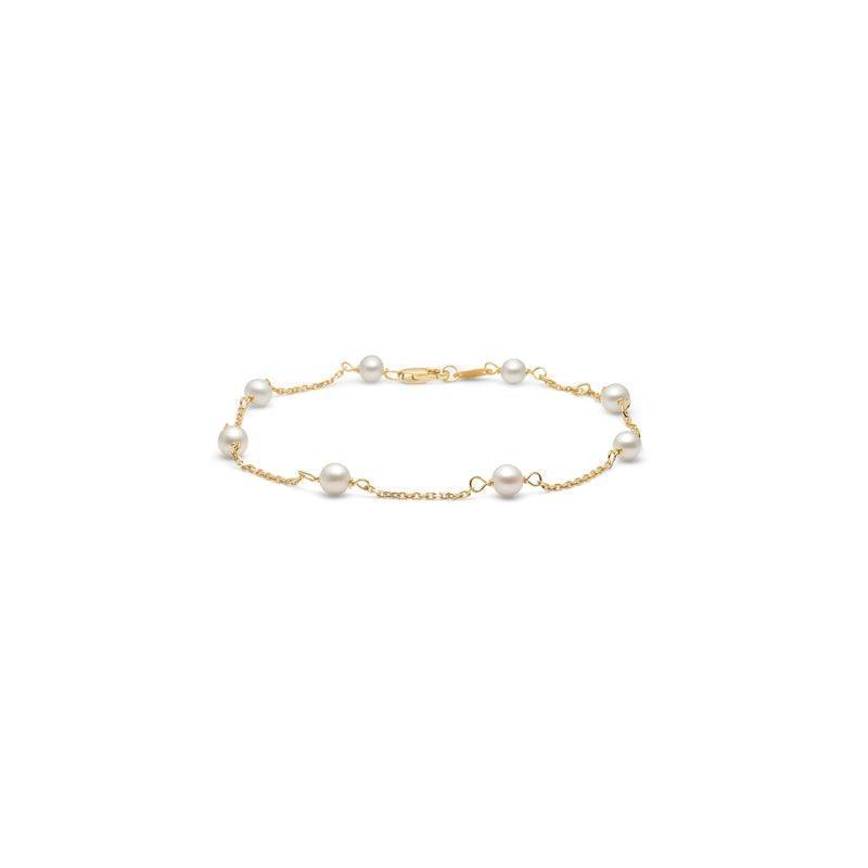 Mads Z 8 kt Moonlight bracelet with small white pearls in gold-colored chain, Model 3353116-1