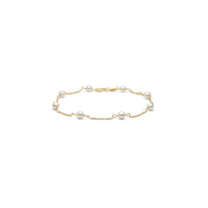 Mads Z 8 kt Moonlight bracelet with small white pearls in gold-colored chain, Model 3353116-1