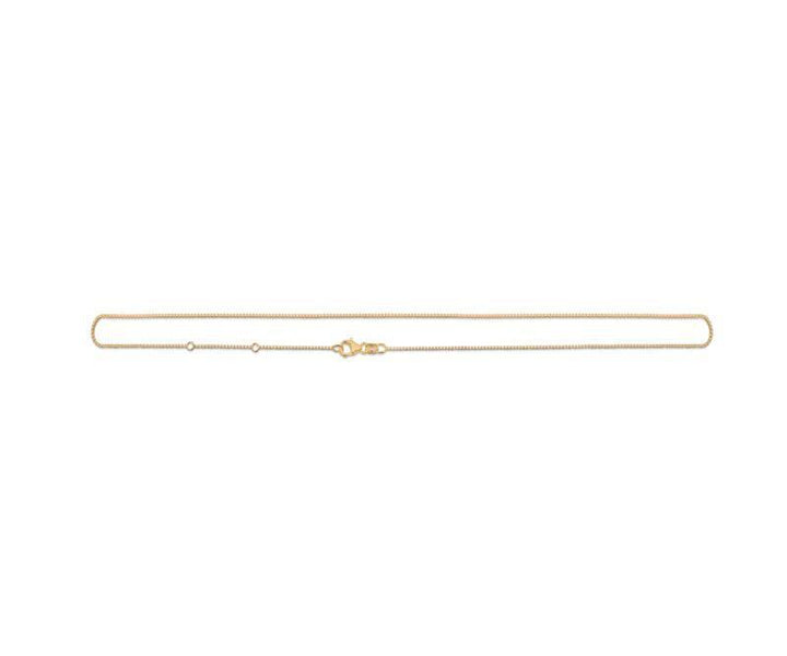 Mads Z 8kt Venezia necklace 45cm in shiny gold color with classic clasp on white background. Model 9320130-1.