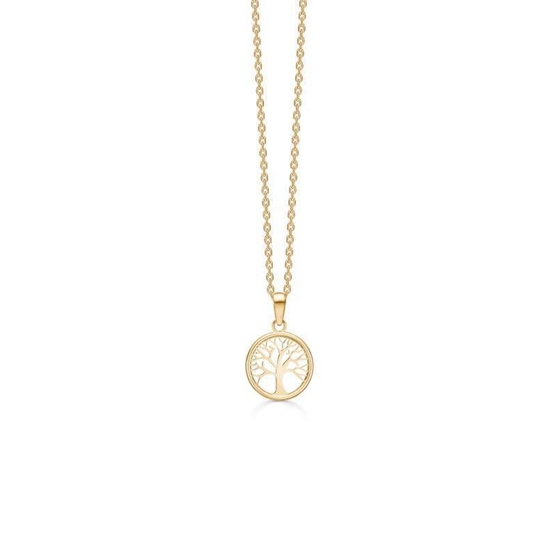 Mads Z 9 kt pendant Lifets Træ with round, open tree motif in shiny gold on chain. Model 8330547.