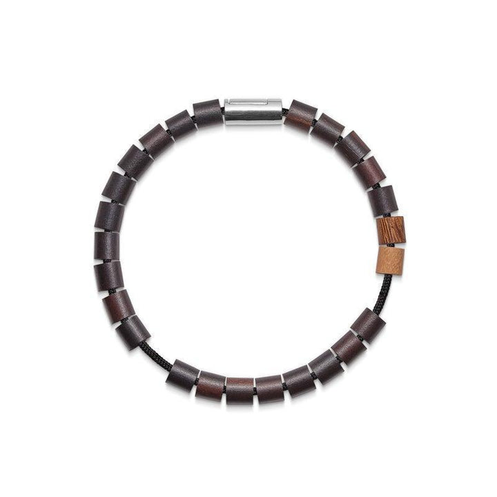 Mads Z Black Sun Surf Pool Bracelet with dark brown wooden links and details, Model 5159020-001.