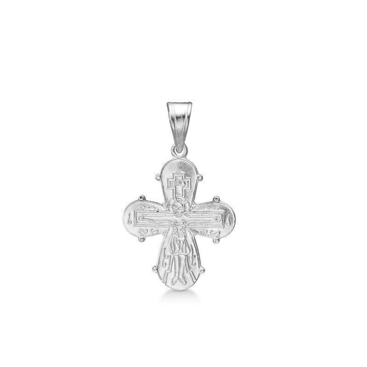 Mads Z Daymark cross in silver 19mm with detailed cross motif and glossy surface. Model 8130537-1.