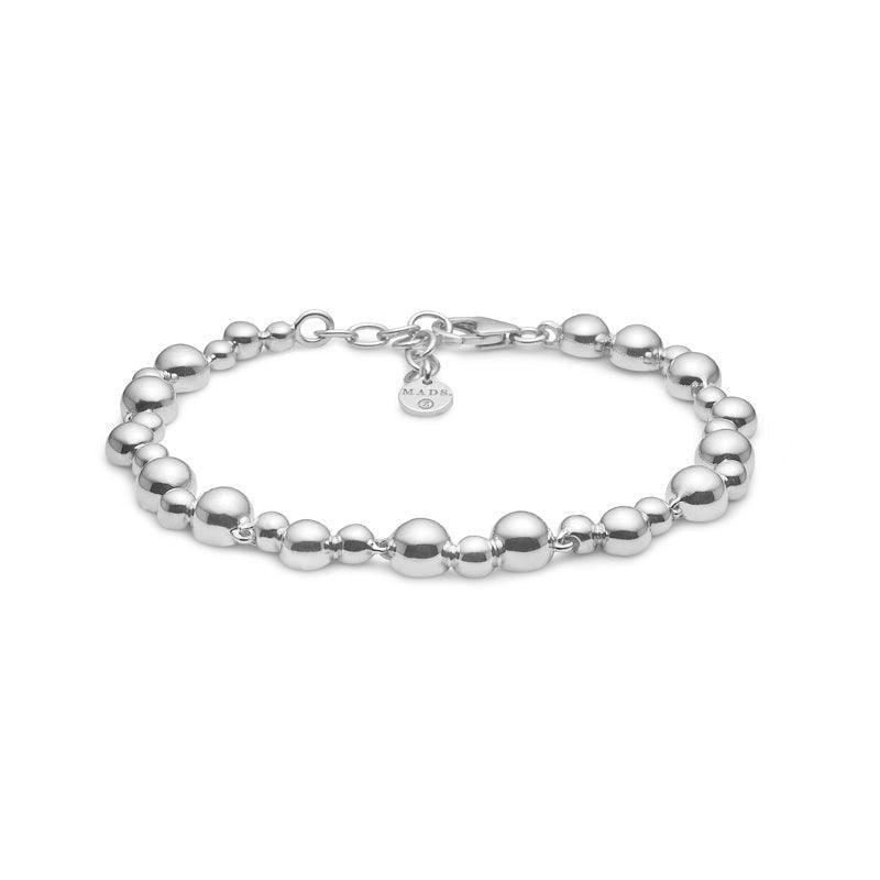 Mads Z Silver Embedded Ball Bracelet shown close-up, polished silver ball design, Model2150084-1