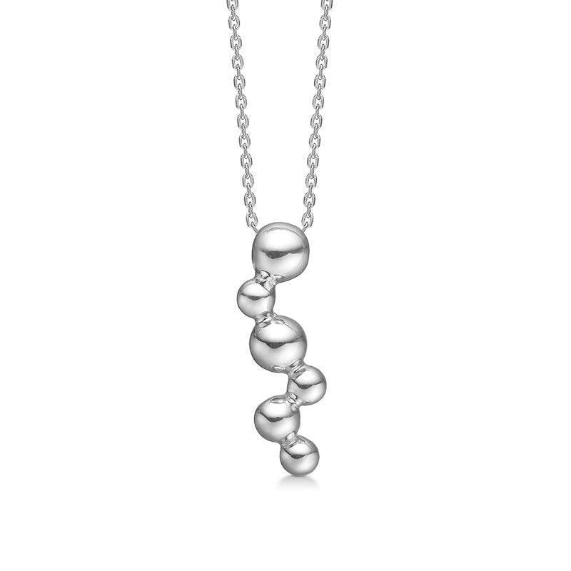 Mads Z Silver Embedded Ball necklace with shiny, organic ball pendant on a simple chain. Model 2120084-1