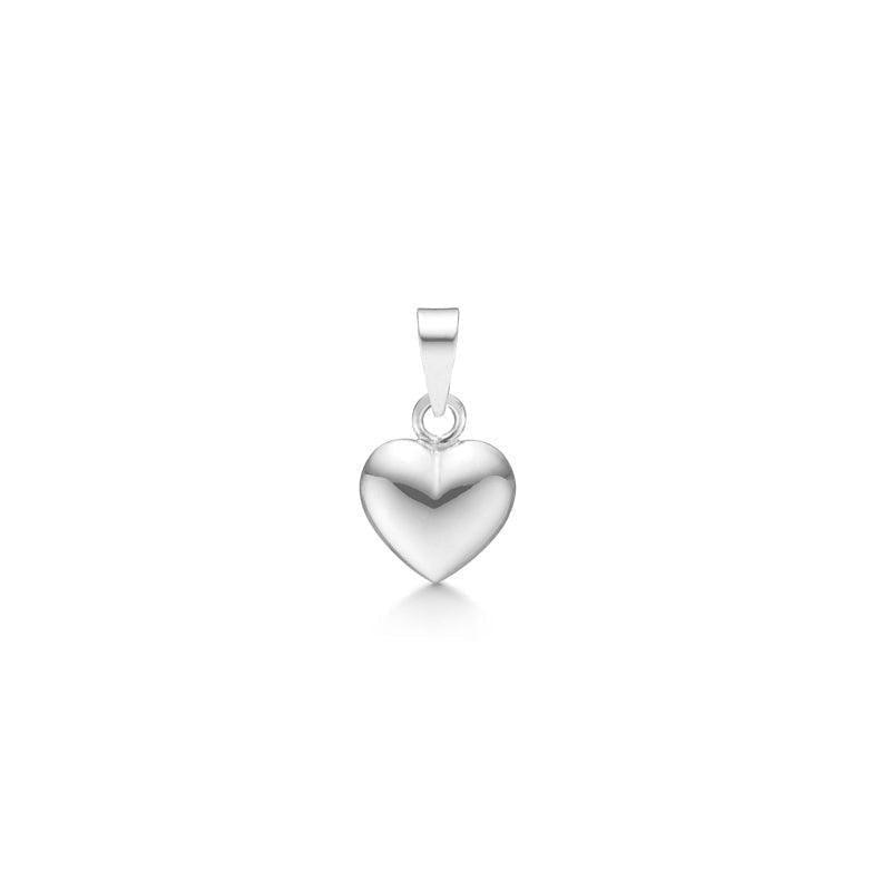 Mads Z silver heart pendant 10mm, shiny and simple heart pendant in silver on a white background. Model 8130530-1.