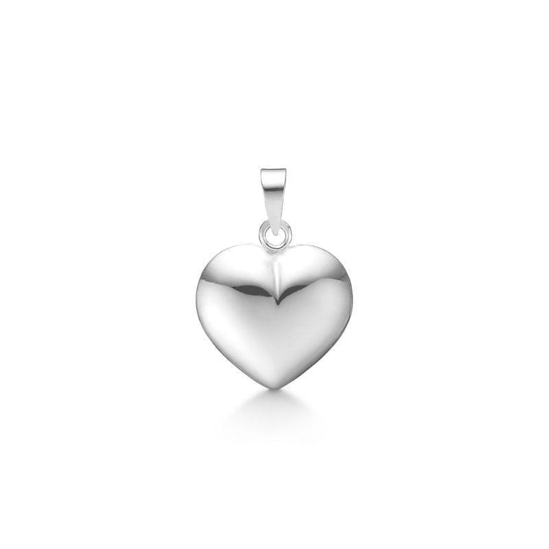 Mads Z silver heart pendant 15mm is seen here as a shiny, smooth heart pendant in silver. Model 8130532-1