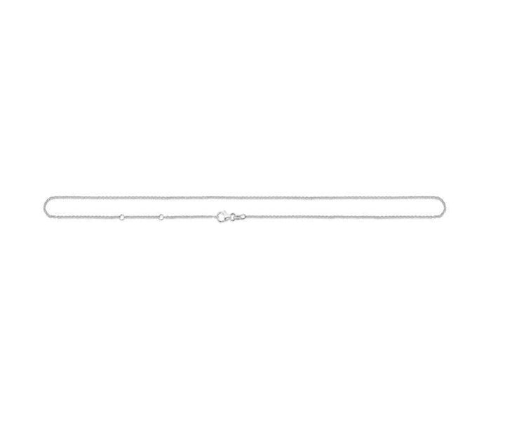 Mads Z Silver Round Anchor Necklace 55 cm shown lying down, elegant silver chain in classic anchor design. Model 9120101-2
