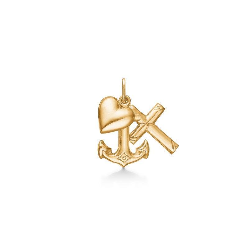 Mads Z Faith, Hope & Love in 14 carat gold pendant with heart, anchor and cross, Model 8530545.