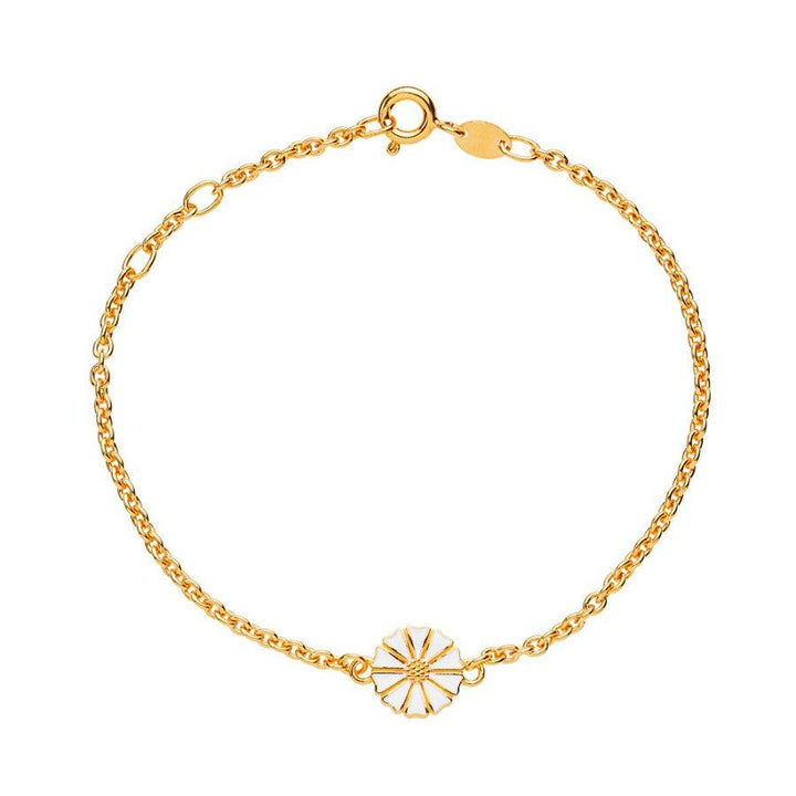 Daisy Gold-plated Bracelet with white daisy pendant in gold-plated chain, Model 901009-M