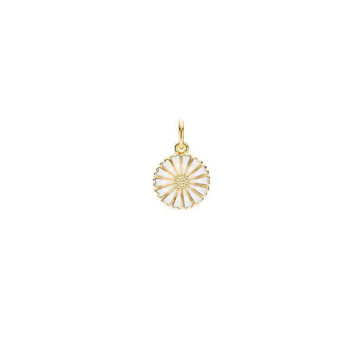 Daisy gold-plated gold pendant 11 mm with white enamel and gold finish, Model 908011-M-908011-M-1
