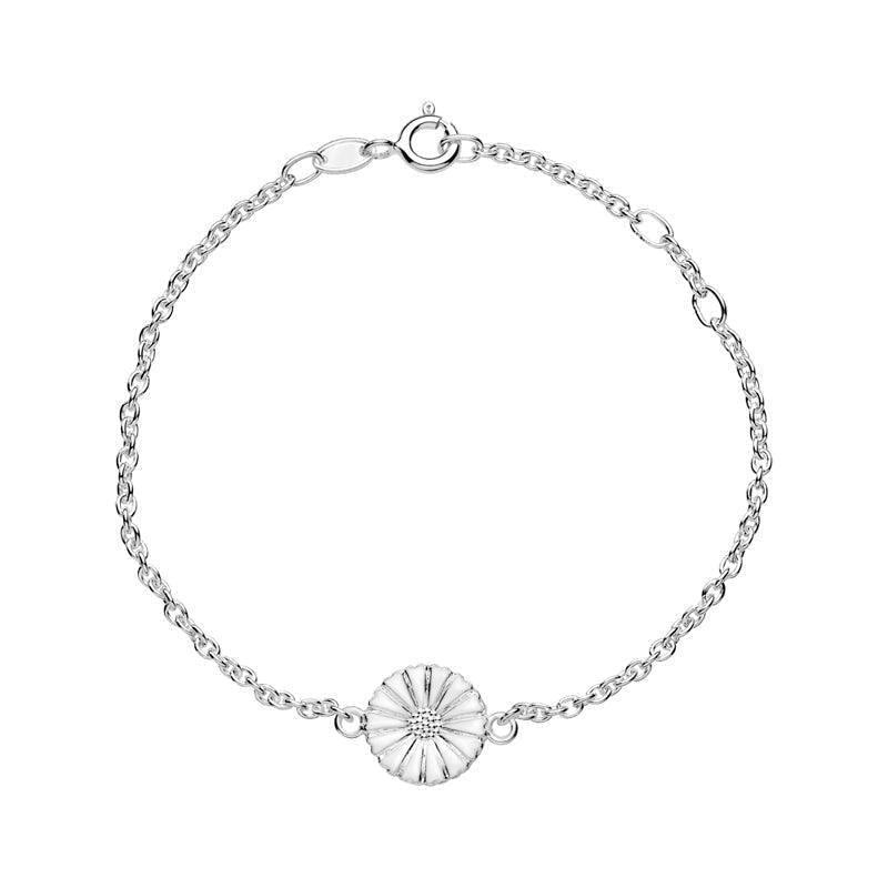 Daisy silver bracelet with daisy flower detail in the middle, simple and elegant style. Model 9015030-H