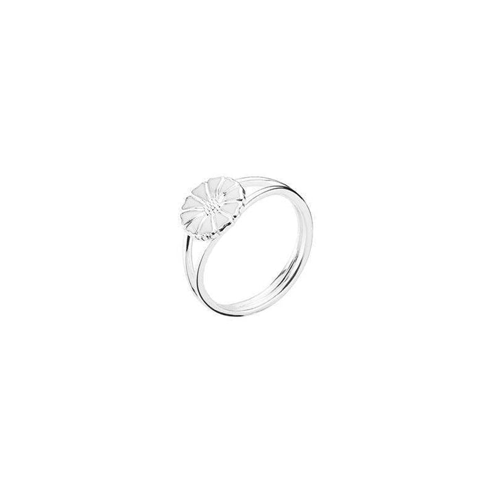 Daisy silver ring 9mm with daisy motif, elegant and simple, Model 907009-h-001-1