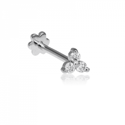 Maria Tash Diamond Trinity Threaded Stud 18kt white gold with three diamonds, model x3dtrd-w-001-1