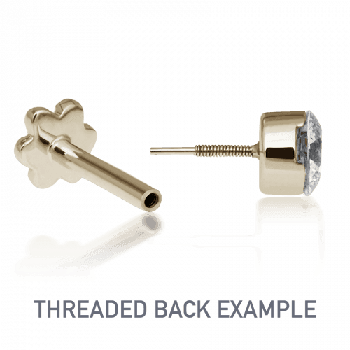 Maria Tash Large Diamond Trinity Threaded Stud in gold with three diamonds, model x3dtrdl-001-2.