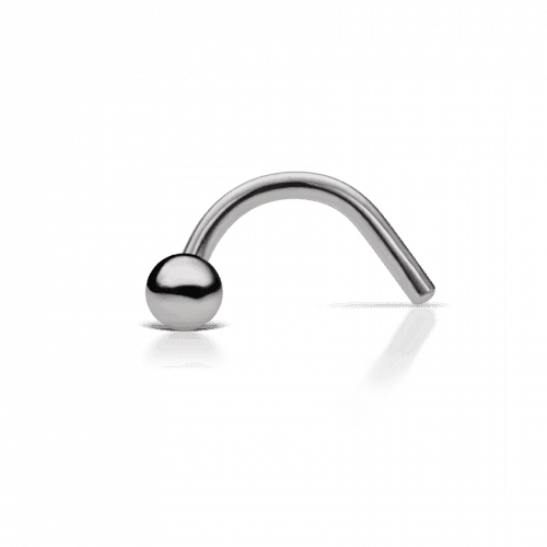 Maria Tash Nose piercing 2mm Dome 14kt white gold, minimalist nose jewelry in shiny gold. Model NDM2-W-1.
