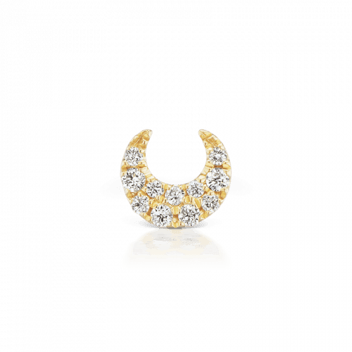 Maria Tash Small Diamond Moon Threaded Stud 18K Sees as a Gold-Tone Half Moon with Diamonds, Model XMSNPAD-001-2