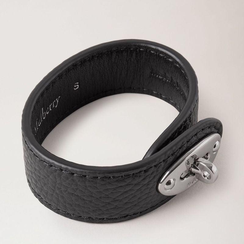 Mulberry bracelet Bayswater leather bracelet in black leather with silver-coloured clasp, Model QB2157205A100