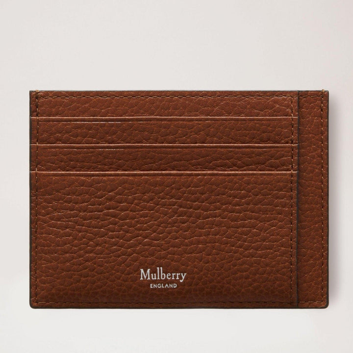 Mulberry Card Holder Two Tone Oak shows a brown leather card holder with an embossed texture. Model RL7423552G110