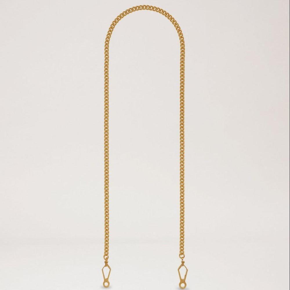 Mulberry Strap Gold Chain Brass shows an elegant golden brass chain with end fittings. Model rx0028669p140-1.