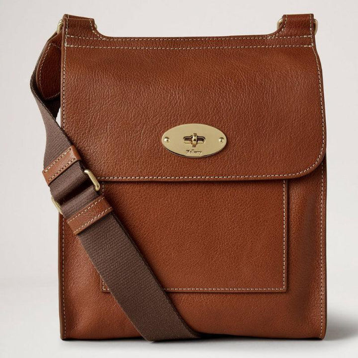Mulberry Bag Small Antony N Legacy NVT showing a brown leather crossbody bag with gold buckle, Model HH7953/275G110