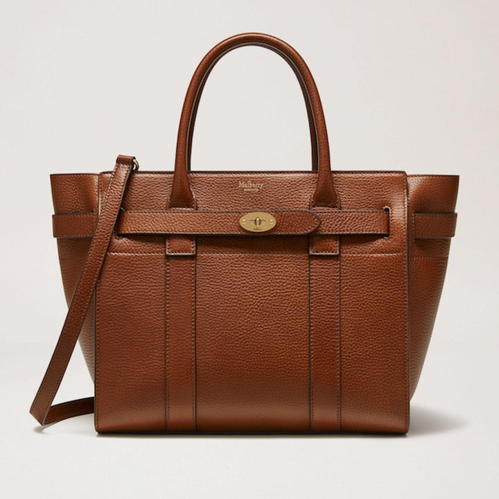 Mulberry Bag Small Zipped Bayswater in brown leather with structured surface, handle and shoulder strap. Model HH8729552G110