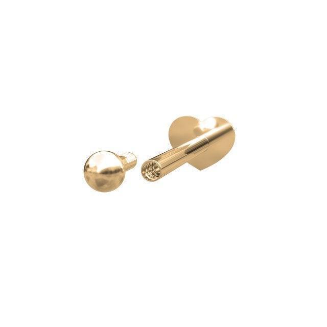 nordahl-14kt-gold-piercing-m-ball shown in bright gold with heart detail, model 314000-5-2