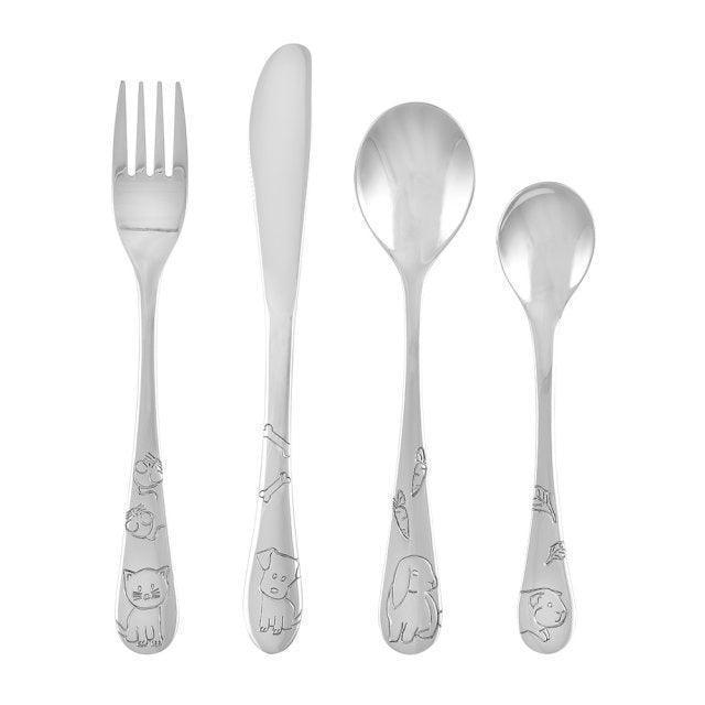 Nordahl Andersen Steel cutlery with pets, four parts in bright steel with engraved animal motifs, Model 252-7006-1