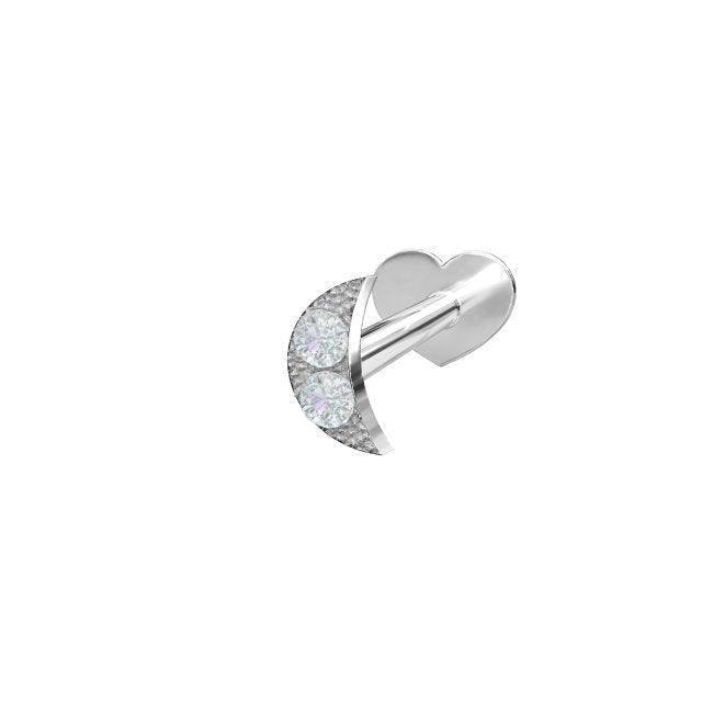 nordahl silver piercing mane with crescent moon and clear stones, pin and heart-shaped clasp, Model 314006cz9