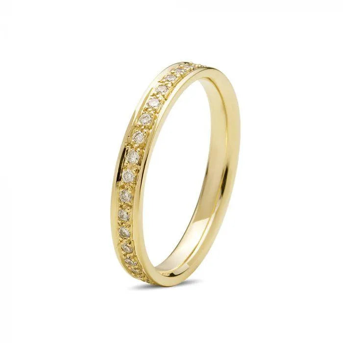 NURAN 14kt Diwa ring with diamonds in yellow gold, classic design with discreet diamonds. Model a3920-035-001