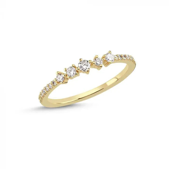 Nuran 14kt Noelle ring with diamonds, classic gold ring with small sparkling stones, Model A3056-021-001