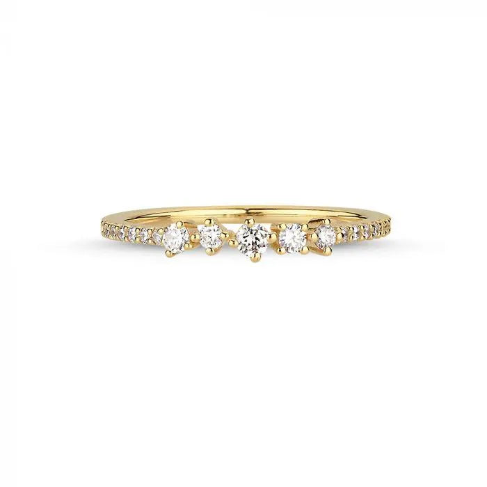 Nuran 14kt Noelle ring with diamonds, elegant gold ring with several shiny diamonds. Model a3056-021-001