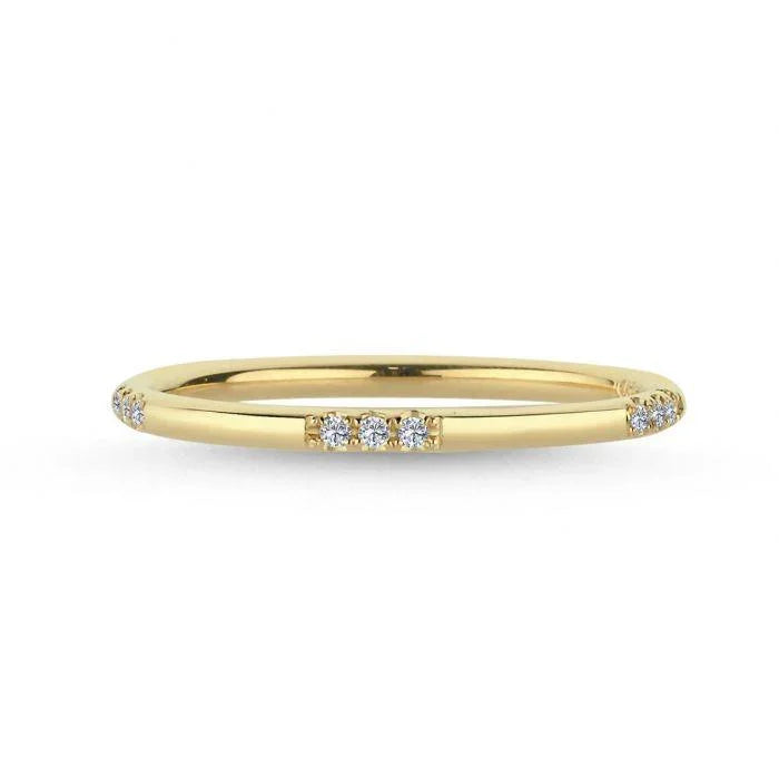 Nuran 14kt Noelle Ring with Diamonds shows a slim gold ring with small diamonds, Model a3062-0075rg-001-1.