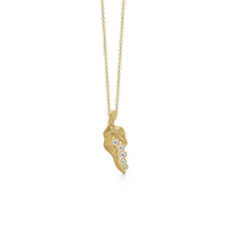 Polar Jewelry Five Peas in a Pod gold-plated necklace with five clear stones in gold look, made in elegant organic design. Model FPE-NL-GD-WZ-00313-1