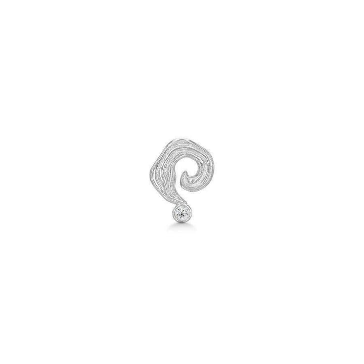 Polar Jewelry Galaxy Silver Earring Single with twisted structure and clear stone. Model spg-st-sl-wz-00406-1
