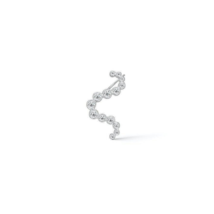 Polar Jewelry earring The Star Earcrawler Left in silver with clear stones, zigzag design. Model tst-ec-l-sl-wz-00237-1