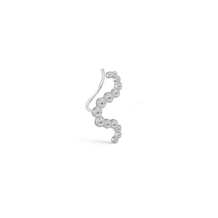 Polar Jewelry gold ring The Star Earcrawler Left silver with clear stones, elegant wavy design, Model tst-ec-l-sl-wz-00237-2